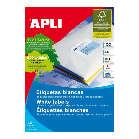 [SG] Apli #1286 White Permanent Labels 52.5 x 29.7mm [Evergreen Stationery]