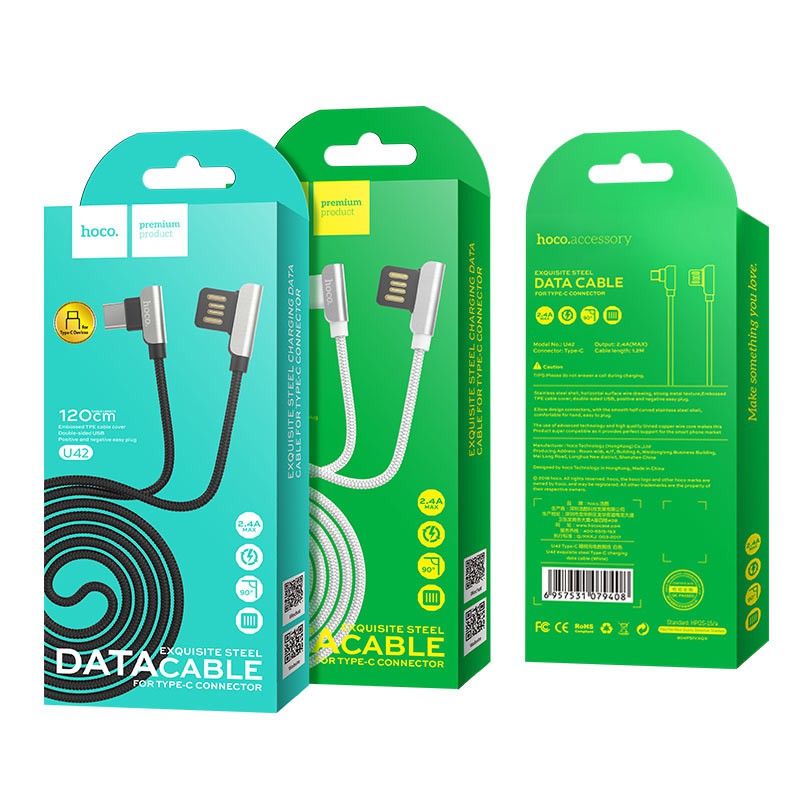 Hoco U42 Exquisite Steel Charging Data Cable Type-C 1.2m