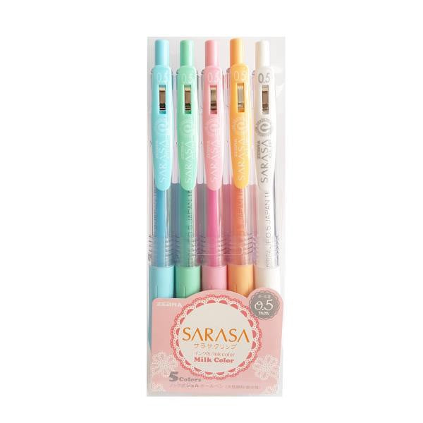 [SG] [Limited Edition] Zebra Sarasa Push Clip Gel Pen Milk 0.5mm | 5 Col Set [Evergreen Stationery]