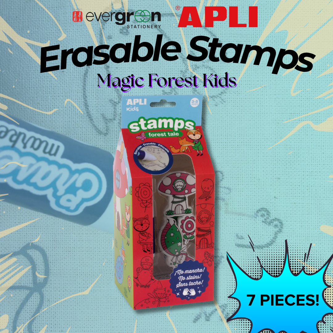 [SG] APLI Erasable Stamps – Magic Forest Kids (7 Pieces) [Evergreen Stationery]