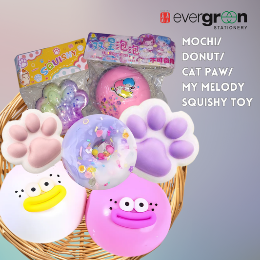 [SG] Mochi/Donut/Cat Paw/My Melody Squishy Toy [Evergreen Stationery]