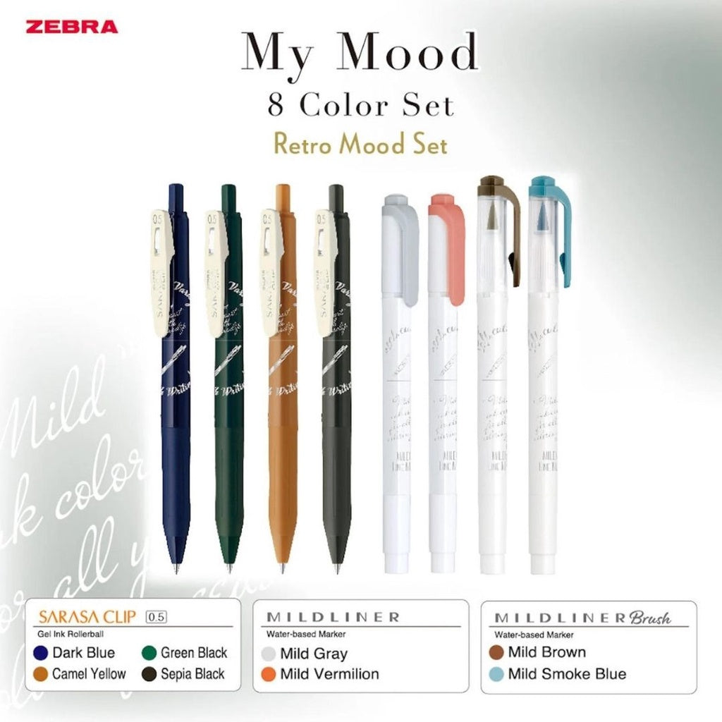 [SG] [LIMITED EDITION] ZEBRA My Mood Bright Mood / Natural Mood / Retro Mood 8C Set [Evergreen Stationery]