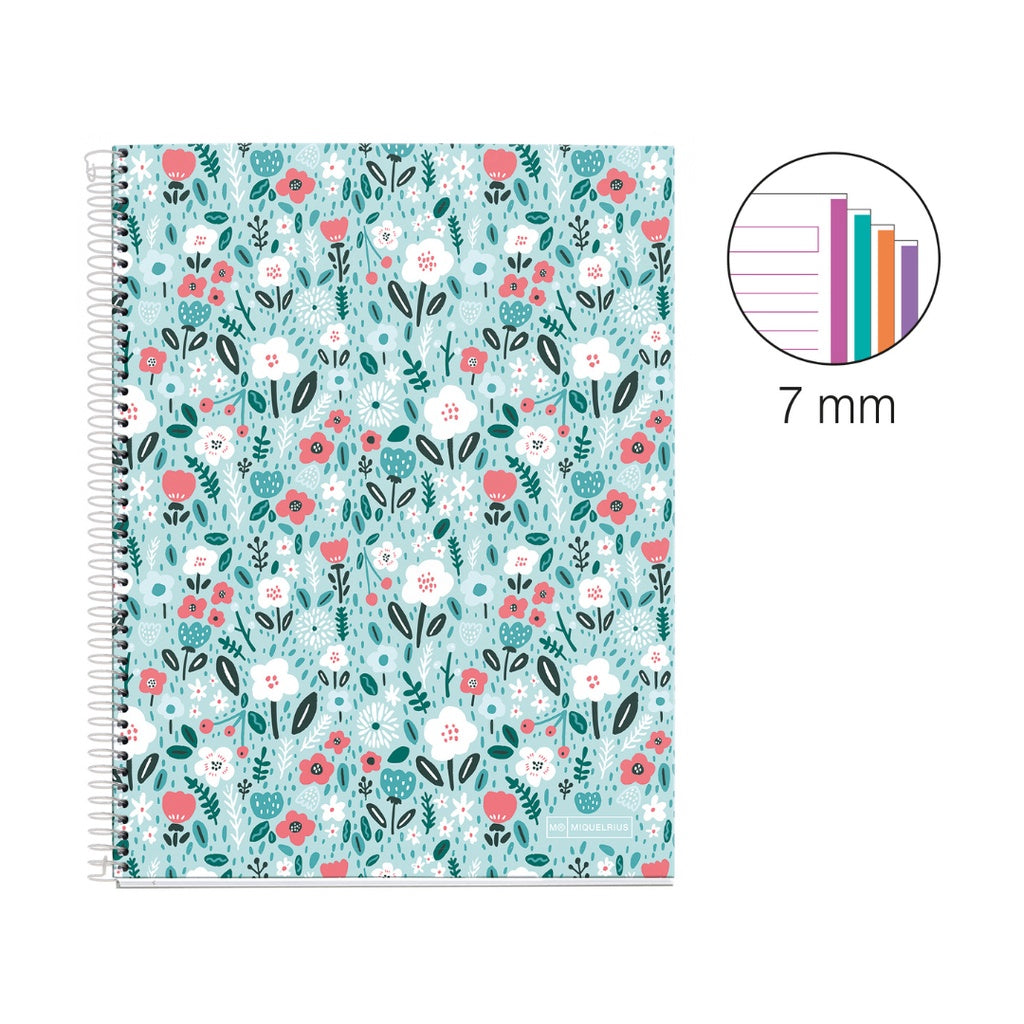 [SG] Apli Miquelrius Mint Flowers Notebook A4 | A5 Lined [Evergreen Stationery]