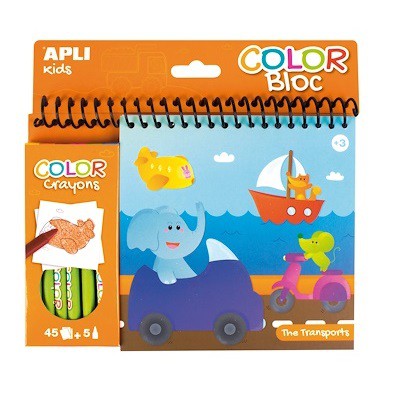 APLI Colouring Book w/Crayons the farm // The Transports// The Sea
