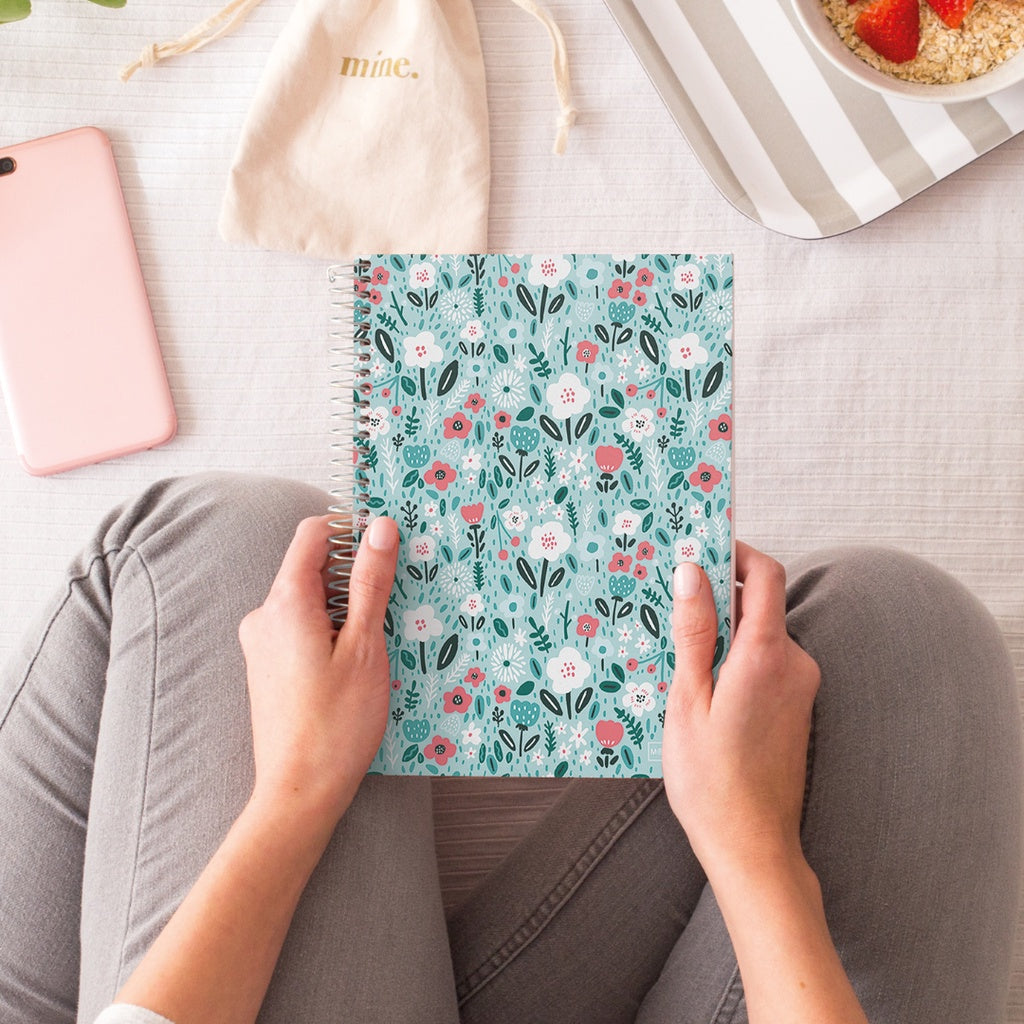 [SG] Apli Miquelrius Mint Flowers Notebook A4 | A5 Lined [Evergreen Stationery]