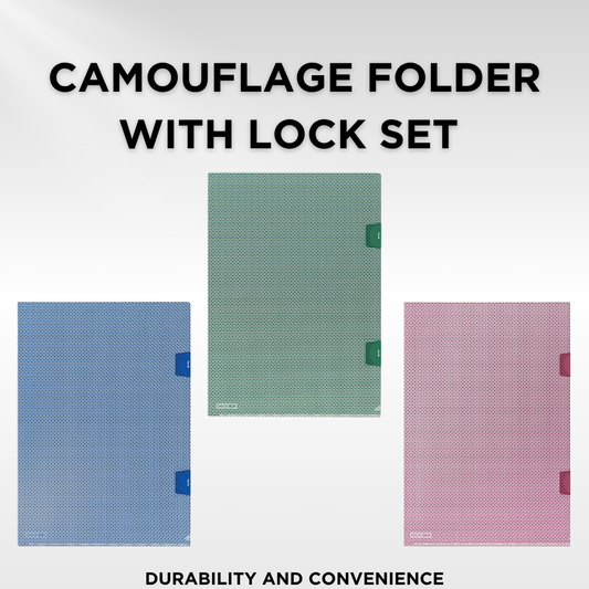 [SG] Plus Camouflage Folder With Lock Set [Evergreen Stationery]