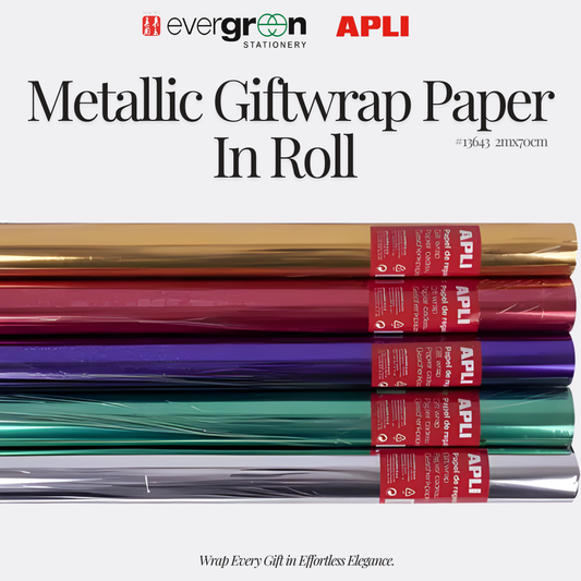 [SG] APLI Metallic Giftwrap Paper In Roll 2m x 70cm [Evergreen Stationery]