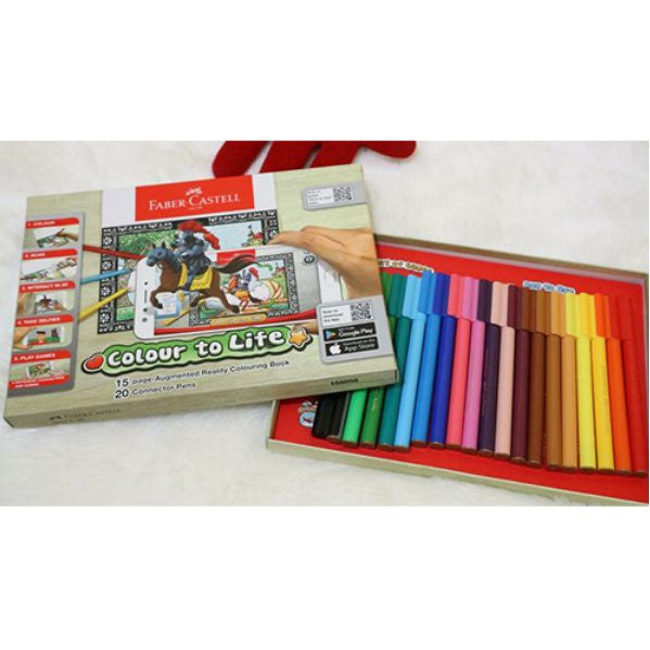 Faber-Castell PL155058 20-Pieces Connector Pen Colour to Life Set with AR Colouring Book