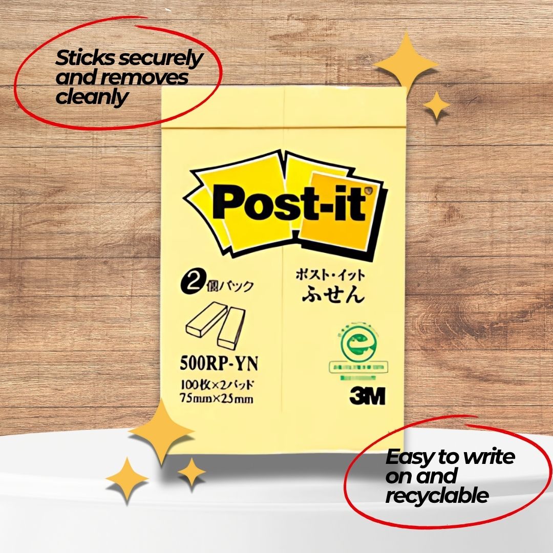 [SG] 3m Post-It 500RP-YN 75x25mm 2/Pkt [Evergreen Stationary]