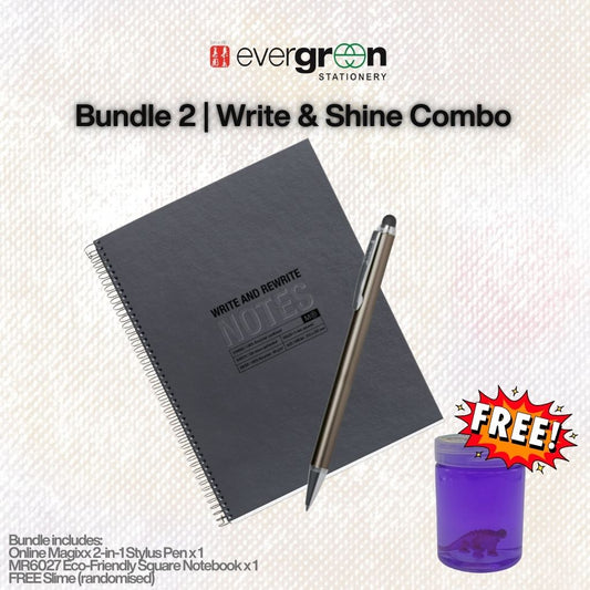 [SG] GWP Write & Shine Combo Bundle $23.9 (U.P. $36.7) + FREE Slime [Evergreen Stationery]
