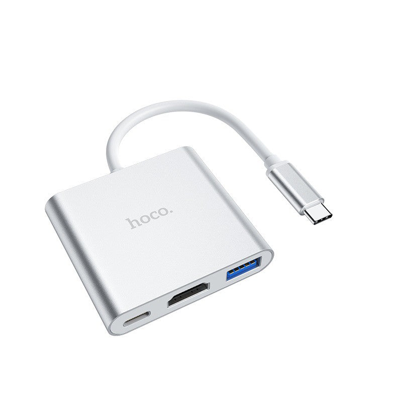 [SG] Hoco Premium HB14 Easy use Type-C Adapter ( Type-C to USB3.0 + HDMI + PD ) [Evergreen Stationery]