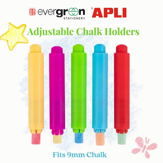 [SG] APLI Adjustable Chalk Holders (Set of 5) for 9mm Chalk | Anti-Break,  Clean Grip [Evergreen Stationery]