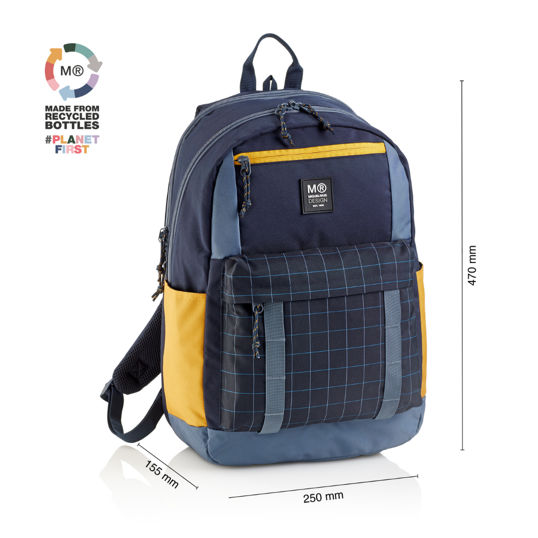 [SG] APLI Recycled Amsterdam Backpack – 3 Compartments Rider SQ Black Design [Evergreen Stationery]