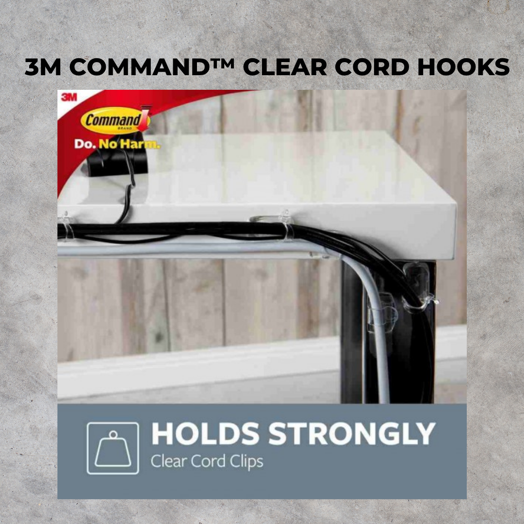 [SG] 3M Command 17017CLR Clear Round Cord Clips 4 Hooks + 5 Strips [Evergreen Stationery]