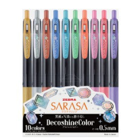[SG] [Limited Edition] Zebra Sarasa Clip 0.5 Shiny Decoshine 10 Colours Set [Evergreen Stationery]