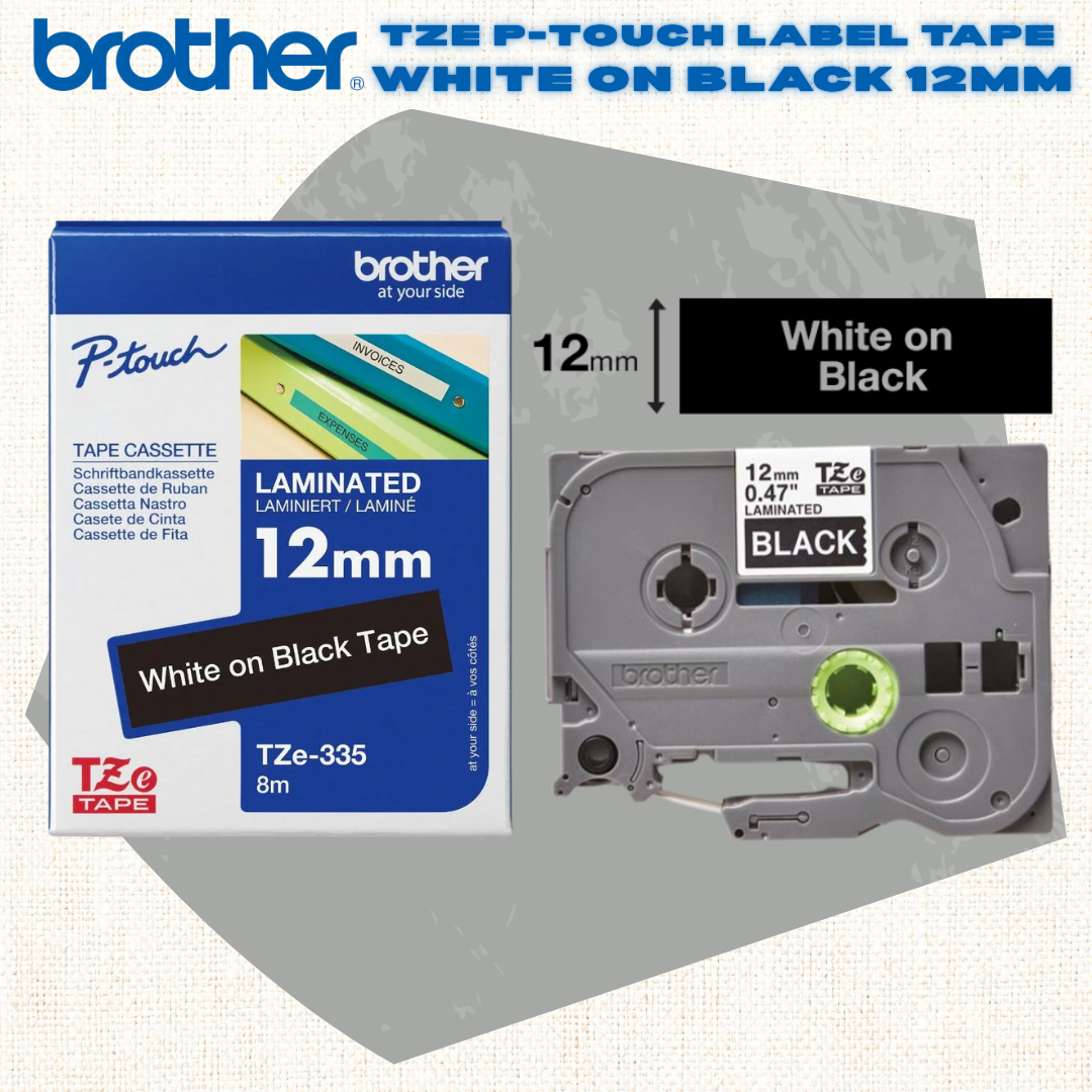🖨️ [SG] Brother TZE P-touch Label Tape – White on Black [Evergreen Stationery]