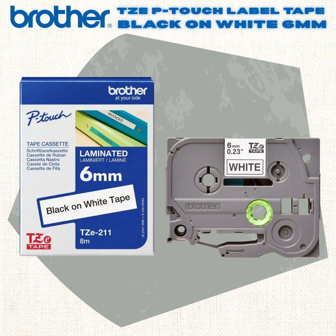 [SG] Brother TZE P-touch Label Tape – Black on White [Evergreen Stationery]