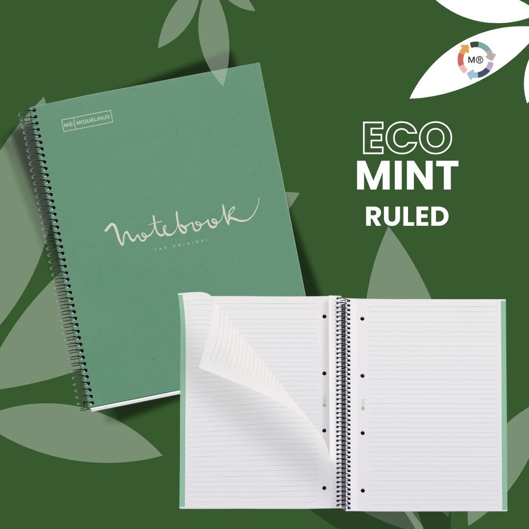 [SG] APLI MIQUELRIUS A4 Squared/Ruled Recycled Notebook | 160 pages | 80 gsm [Evergreen Stationery]