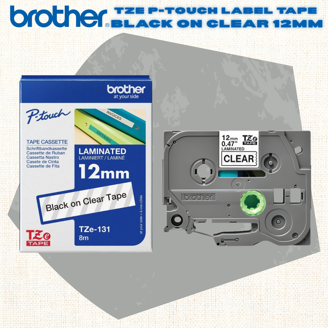 🖨️ [SG] Brother TZE P-touch Label Tape – Black on Clear [Evergreen Stationery]