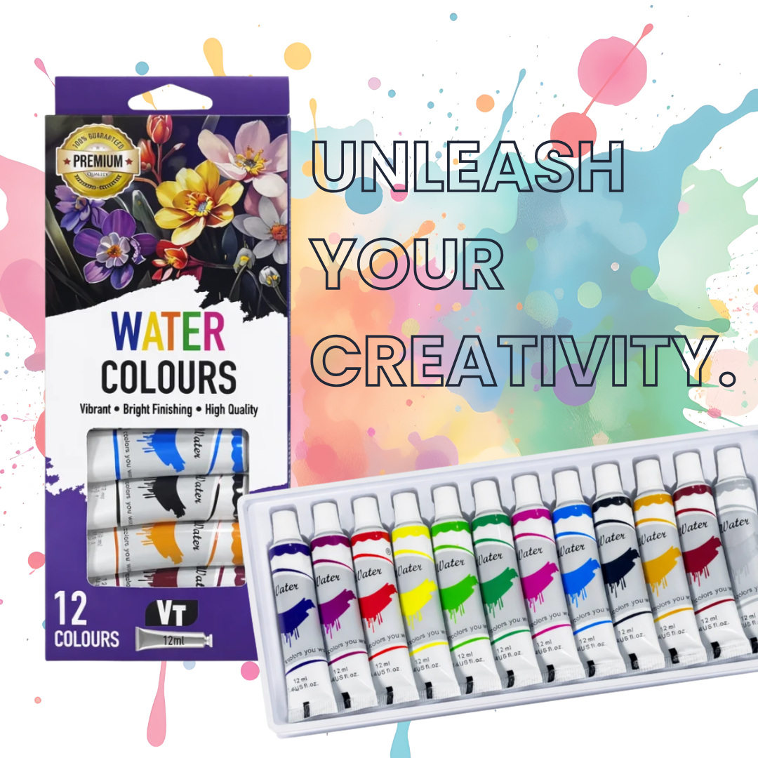 Art & Craft Creativity Set | Watercolour Paint Tube Set + Paint Brushes Kit | Kids/Student Art Supplies