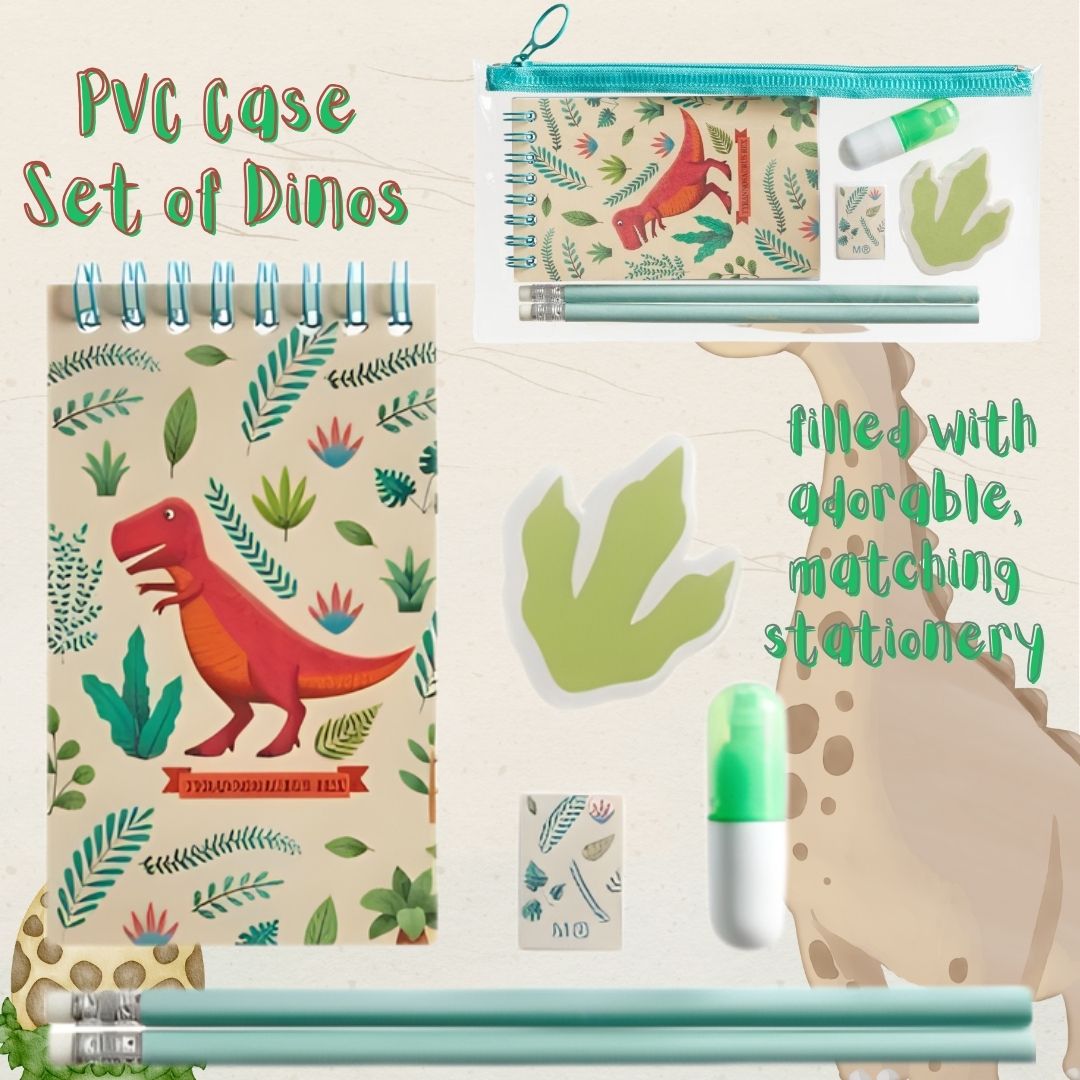 [SG] APLI MIQUELRIUS PVC Case Set of Dinos [Evergreen Stationery]