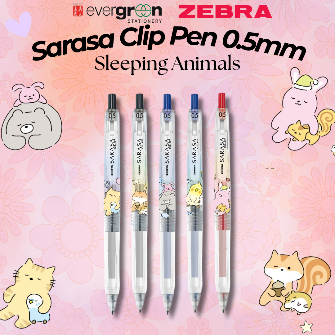[SG] Zebra Sarasa Clip Pen 0.5mm – Sleeping Animals Limited Edition (5 Designs) [Evergreen Stationery]