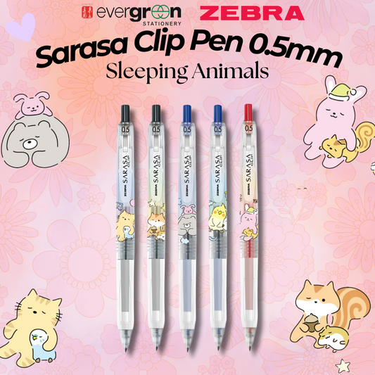 [SG] Zebra Sarasa Clip Pen 0.5mm – Sleeping Animals Limited Edition (5 Designs) [Evergreen Stationery]