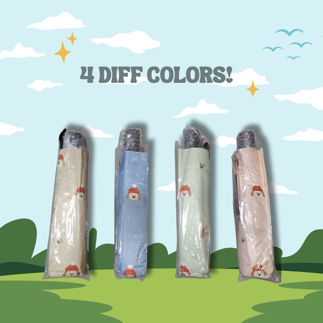 [SG] Taiwan Cute Dog Automatic Open-Close Umbrella | Full Blackout Vinyl [Evergreen Stationery]