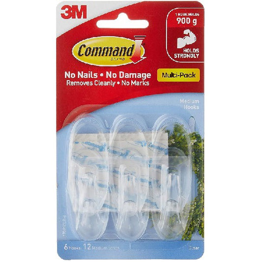 3M 17091CLR-VP Medium Clear Hooks with Clear Strips