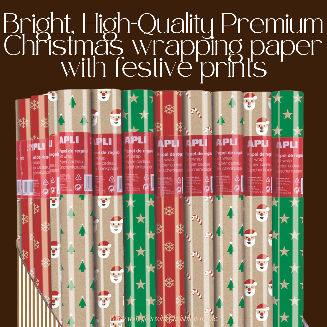 [SG] APLI Christmas Wrapping Paper – 2m x 0.7m Gift Wrap Premium Roll [Evergreen Stationery]