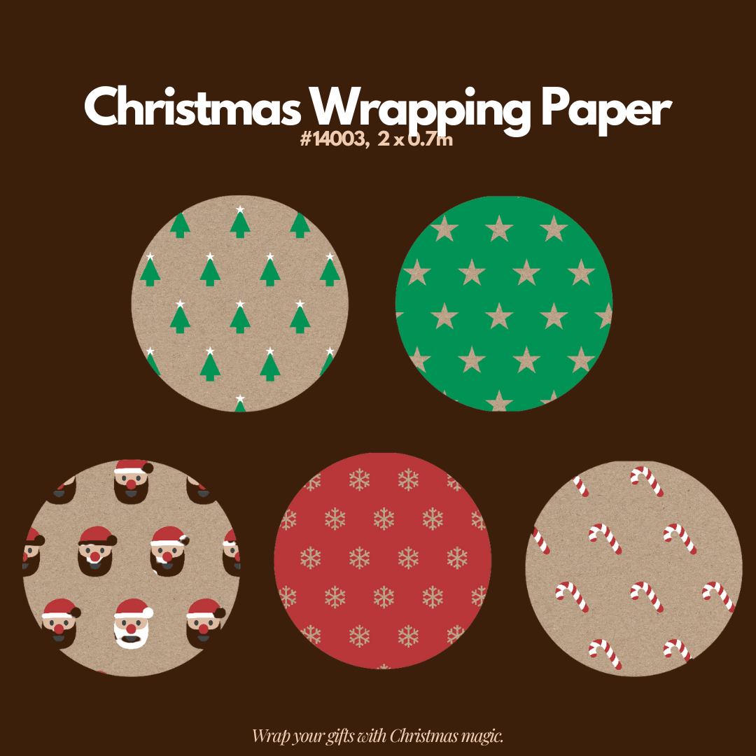 [SG] APLI Christmas Wrapping Paper – 2m x 0.7m Gift Wrap Premium Roll [Evergreen Stationery]