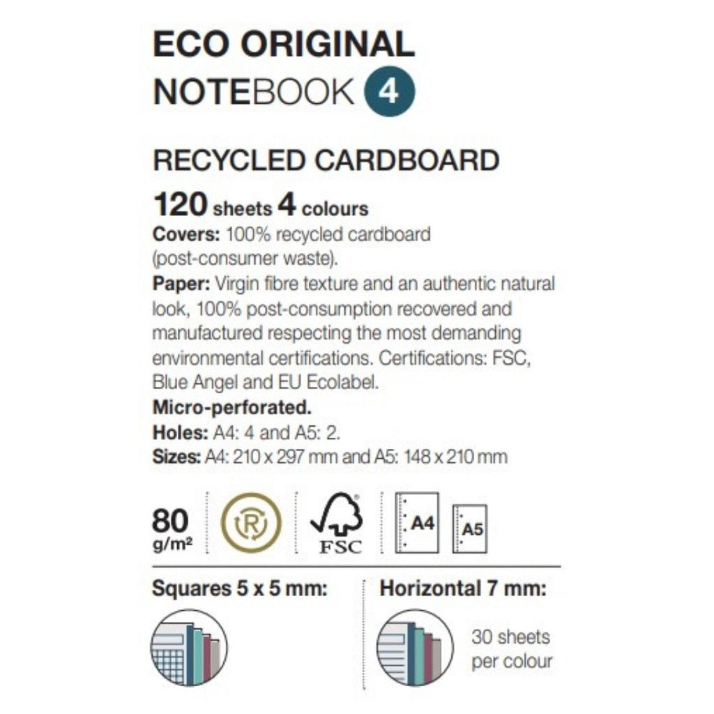 [SG] ECO MIQUELRIUS 6083 Ecoblue Notebook A4 & A5 (SQUARED & LINED, 120 sheets) [Evergreen Stationery]