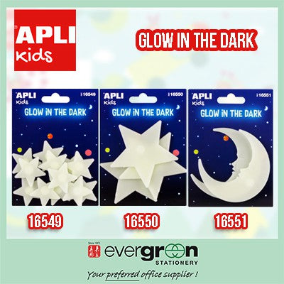 Apli #16549/16550/16551 Glow in the Dark Small Stars/Stars/Moon