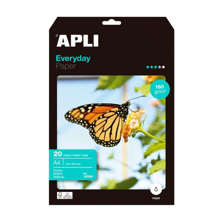 APLI Everyday Glossy Paper A4 180gsm 20sht