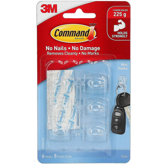 Command Mini Hooks, Clear, 6-Hooks (17006CLR-ES)