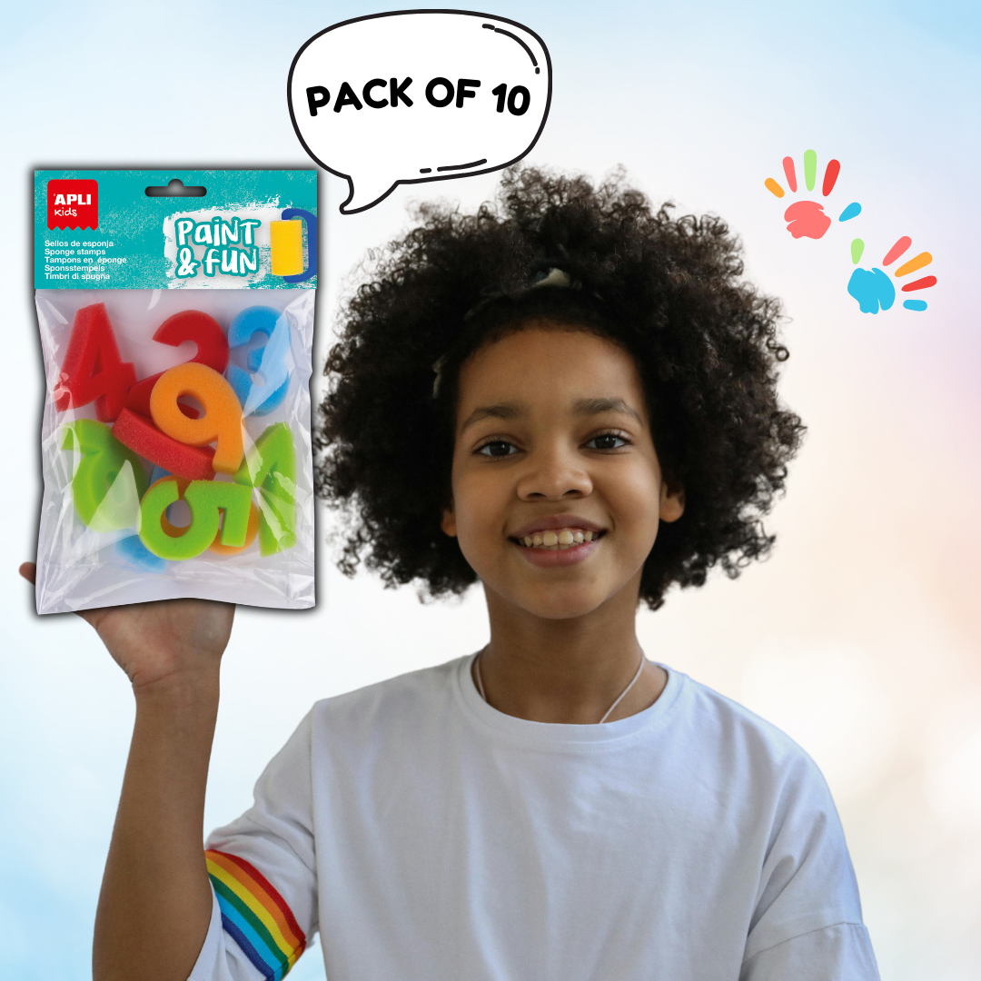 [SG] APLI Kids Paint & Fun Sponge Stamps 123 – Pack of 10 (Numbers 0–9) [Evergreen Stationery]