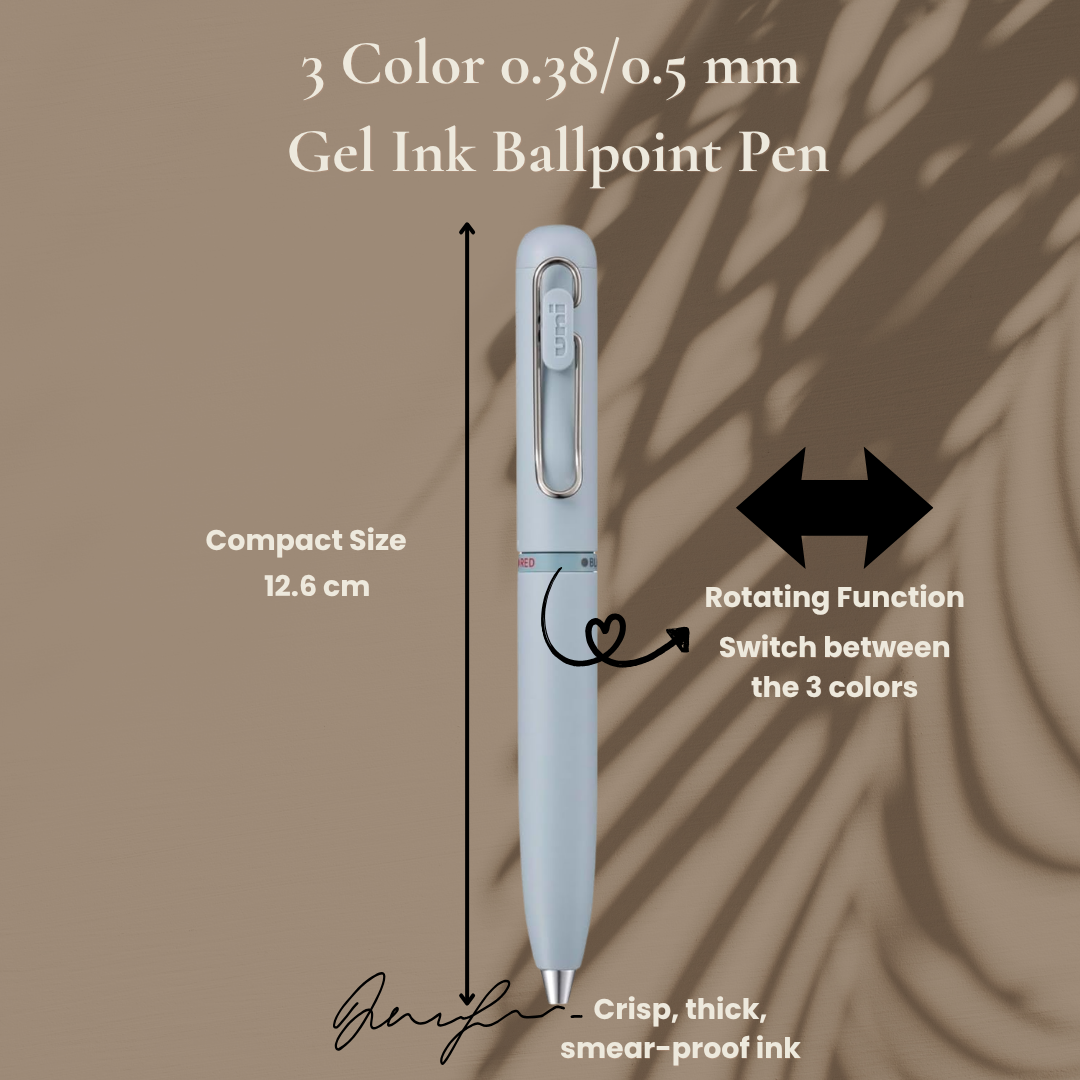 [SG] Uniball 3 Color 0.38/0.5mm Gel Ink Ballpoint Pen [Evergreen Stationery]