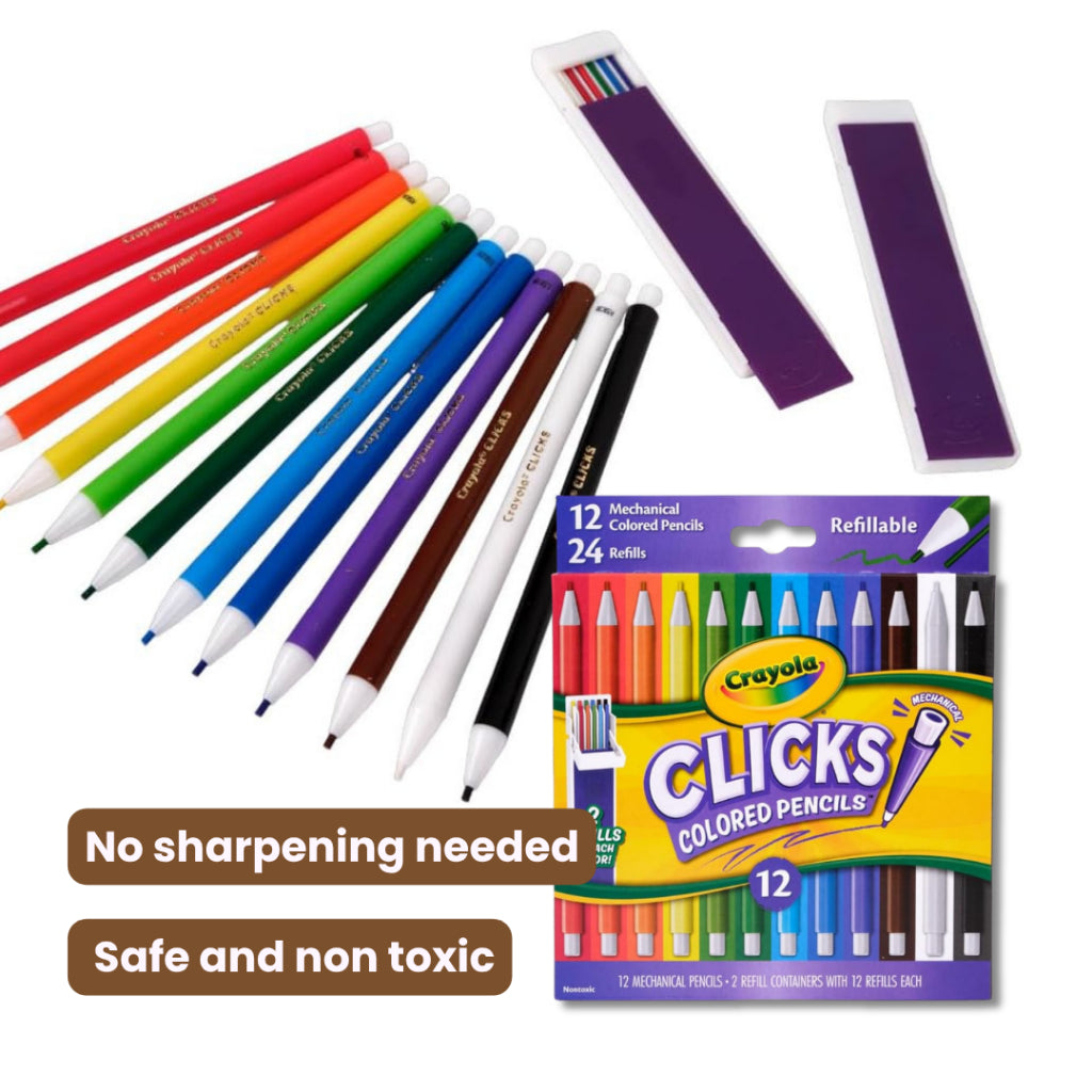 Crayola Clicks Colored Pencils 2.0mm lead | Classics | Neon | Pastels | Colored lead refills included |