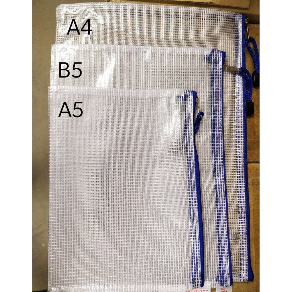 [SG] Clear Zipped Mesh Bag in A3/A4/A5/B4/B5 [Evergreen Stationery]