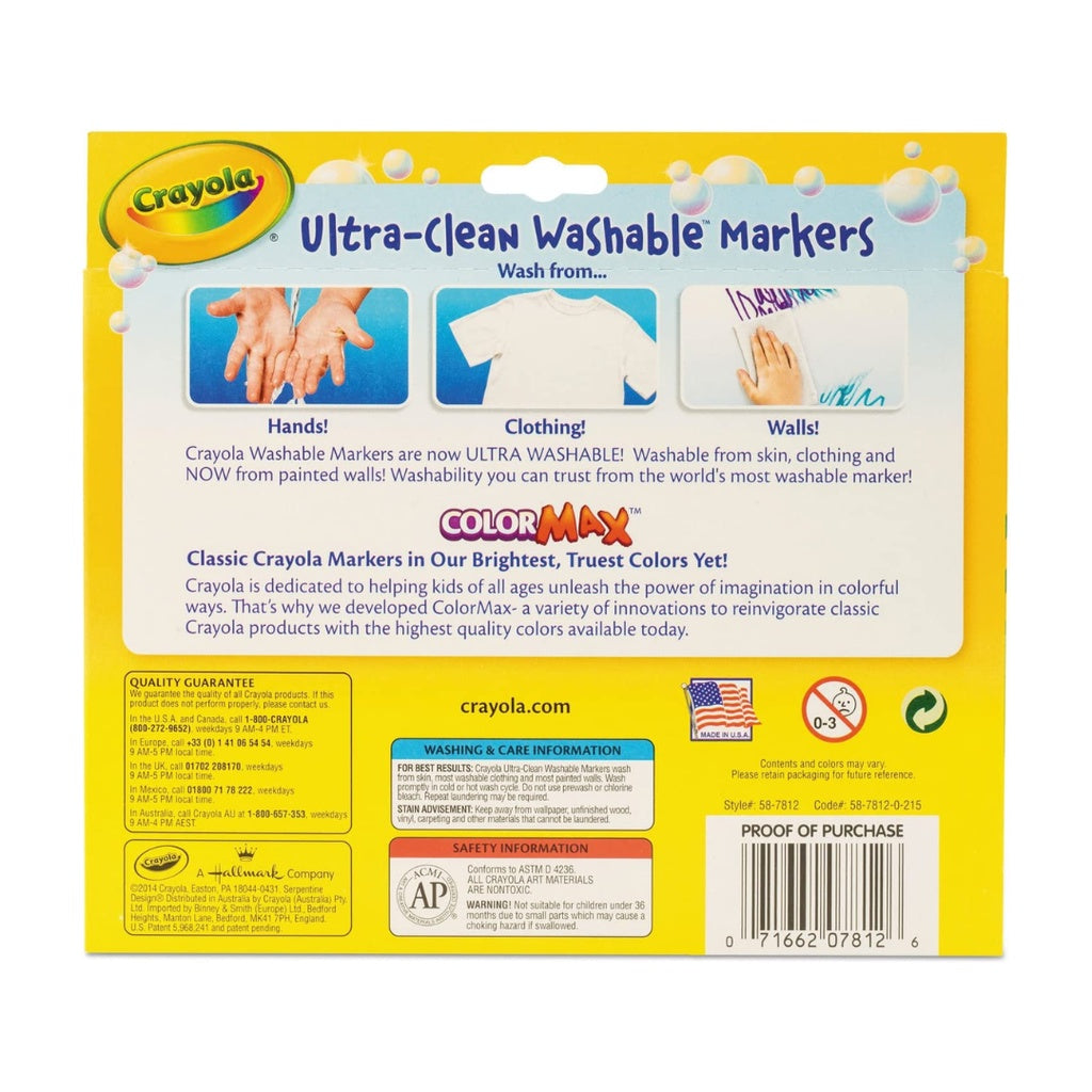 [SG] Crayola 587812 Ultra-clean Washable Markers 12ct [Evergreen Stationery]