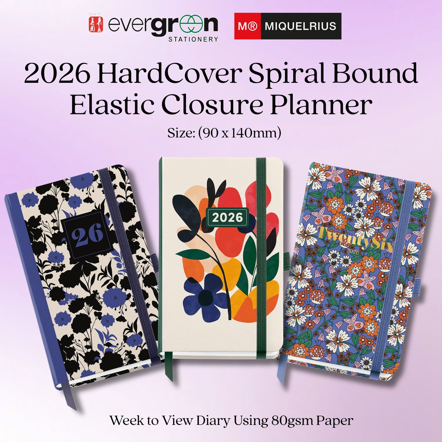 [SG]APLI 2026 Passport Size Week to View HardCover Spiral Bound Elastic Closure Diary [Evergreen Stationery]