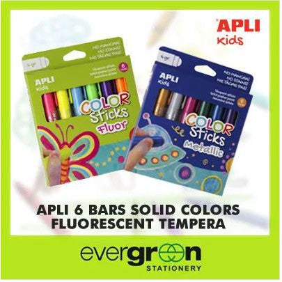 [SG] Apli A6 Bars Solid Colors Fluorescent / Metallic Tempera - Great for kids! [Evergreen Stationery]
