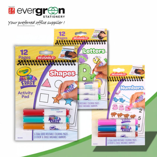 Crayola Color & Erase Educational Activity Pad | Shapes, Letters & Numbers | 12 Coloring Pages & 3 Washable Markers