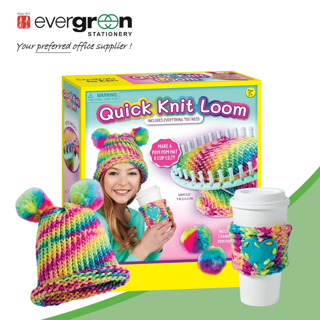 Faber Castell Quick Knit Loom | Ages 7+ | Knitting for Beginners| Illustrated step-by-step instructions | Chunky rainbow |