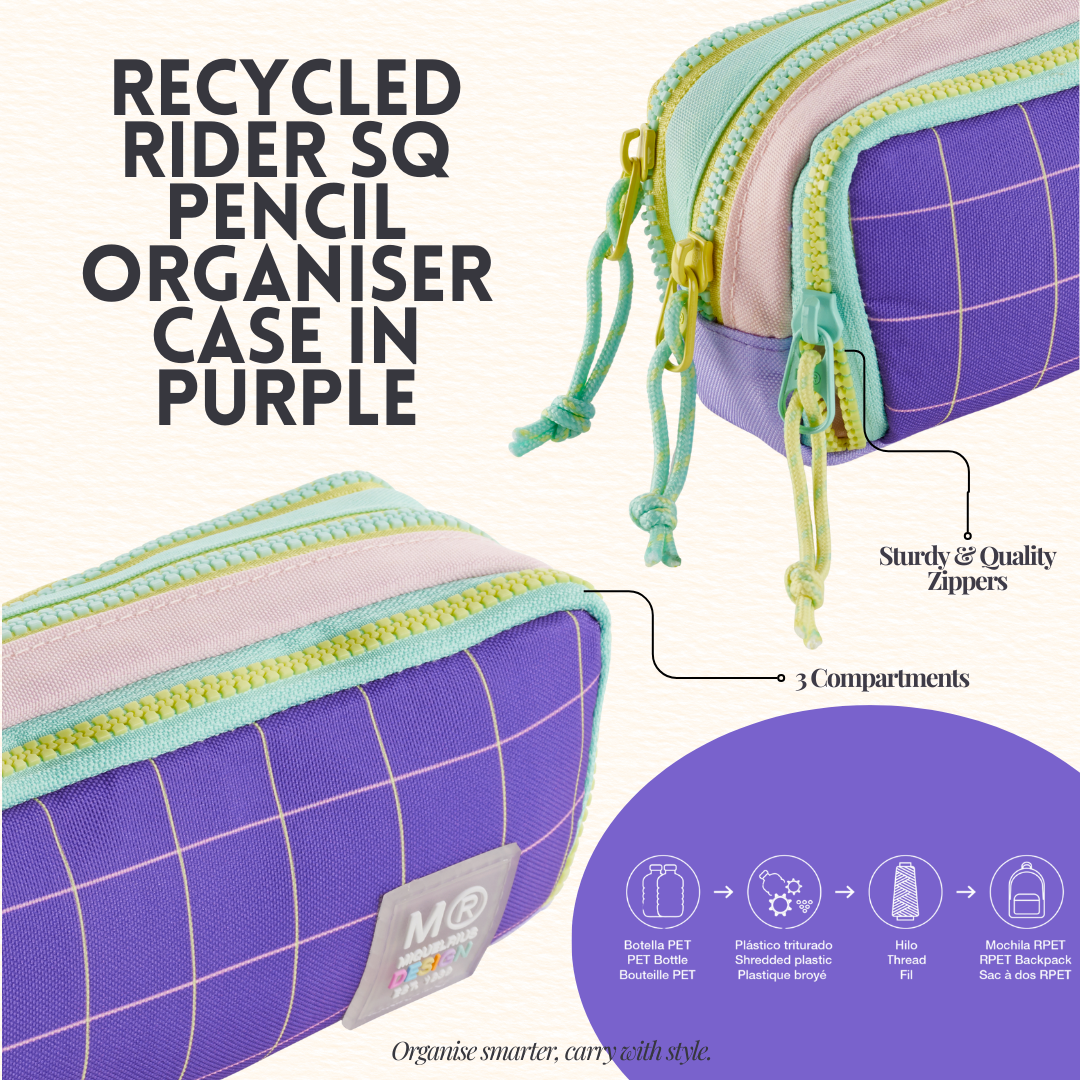 [SG] APLI Recycled Rider SQ 3-Compartment Pencil Organiser Case [Evergreen Stationery]