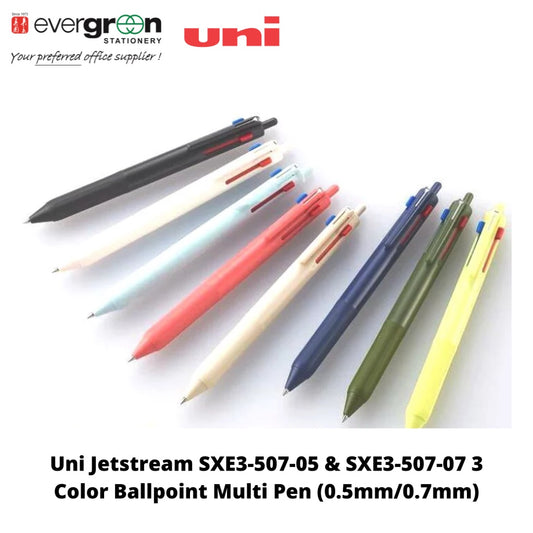 Uni Jetstream SXE3-507-05 & SXE3-507-07 3 Color Ballpoint Multi Pen (0.5mm/0.7mm)