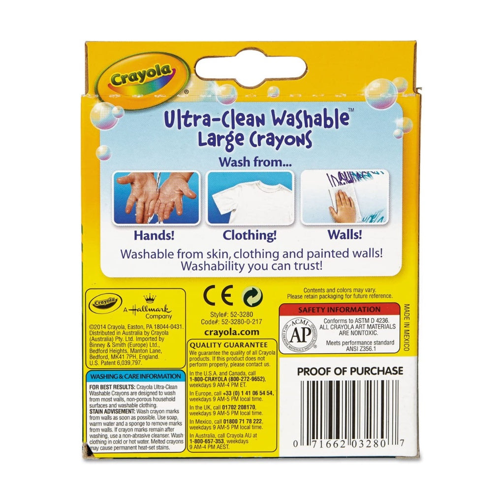 [SG] Crayola 523280 Ultra-Clean Washable Large Crayons 8ct [Evergreen Stationery]
