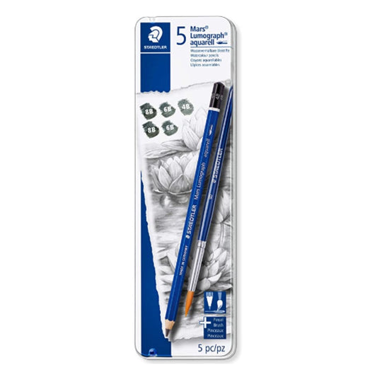 [SG] Staedtler Mars Lumograph Drawing Pencil x5 aqua. 100% PEFC [Evergreen Stationery]