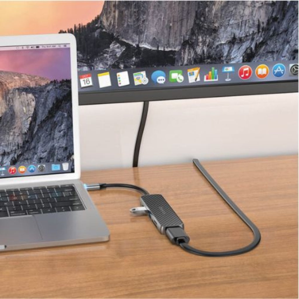[SG] Hoco HB24 6 In 1 Adapter Type-C (HDMI+USB3.0+USB2.0+SD+TF+PD) [Evergreen Stationery]