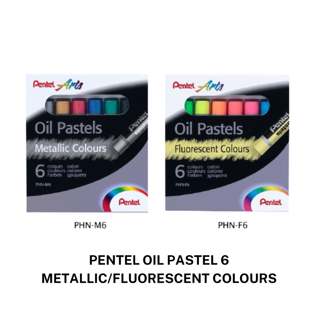 [SG] PENTEL OIL PASTEL 6/12 METALLIC & FLUORESCENT COLOURS [Evergreen Stationery]